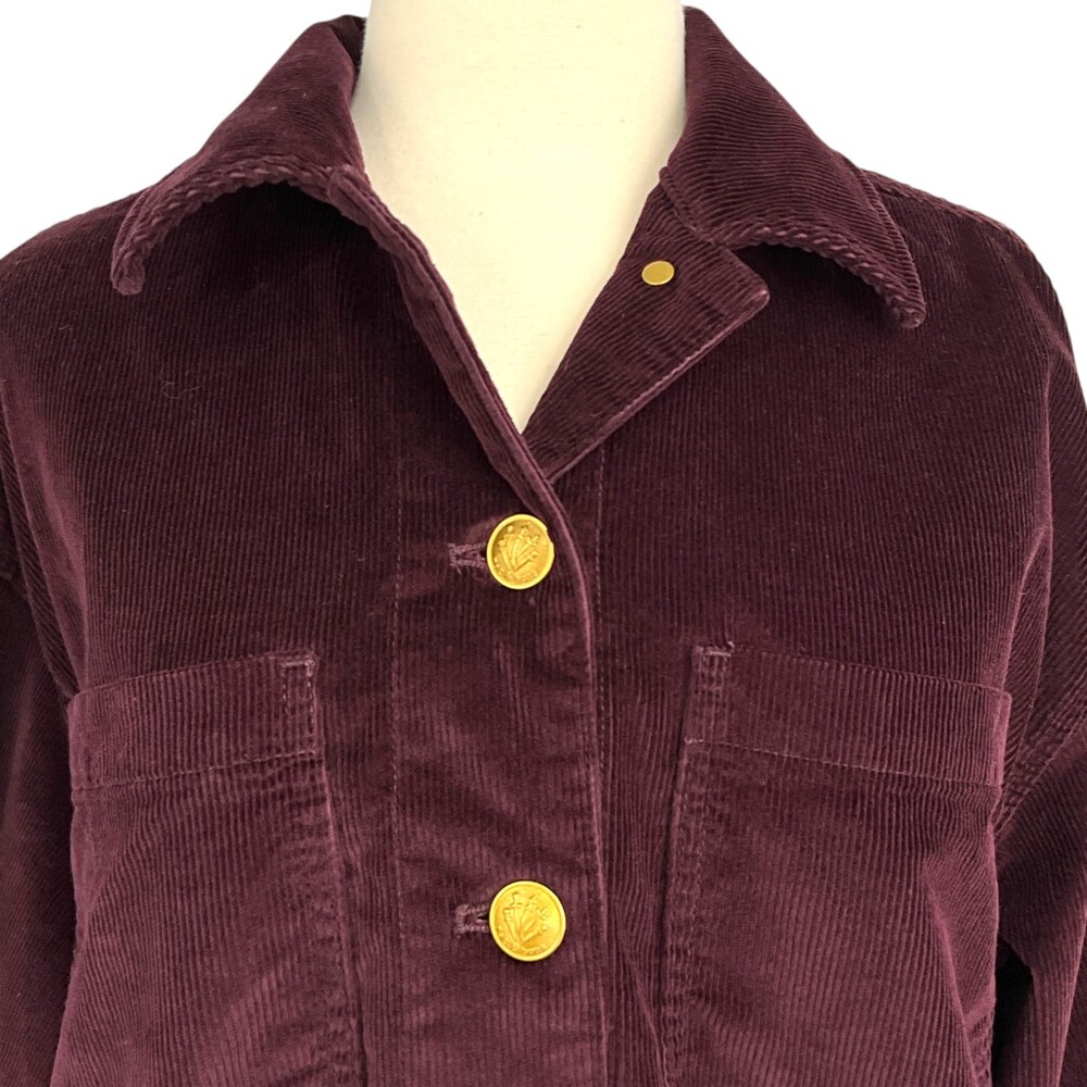 rag & bone Lory Corduroy Shirt Jacket Burgundy Shacket Oversized Size Small S - Picture 3 of 10